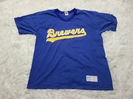 Russell Athletic L T-Shirt Blank Baseball Jersey Milwaukee Brewers V-NECK Usa - £11.70 GBP