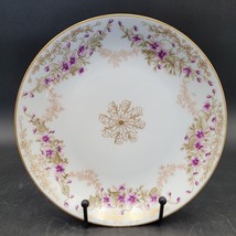 Antique Victorian Haviland Limoges France Amethyst Purple Floral Gold Trim Plate - £39.51 GBP