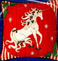 DIY Candamar Holly Unicorn Longstitch Needlepoint Pillow Top Kit - £58.31 GBP