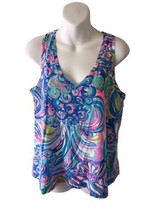 Lilly Pulitzer Multicolored Print Lightweight V-Neck Tank Top Size M - £27.26 GBP