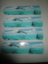 CUSTOM DESIGN ~CEILING FAN W/ LIGHT- OCEAN SEA  DOLPHINS CRYSTAL WATER S... - $2,184.39 MXN
