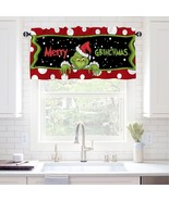 Christmas Kitchen Curtain Valance for Windows Red Merry Xmas Valance 50&quot;... - $19.79