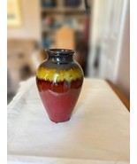 Drip Glaze Vase – Red, Yellow &amp; Black – 8&quot; Ceramic Signed - €17,36 EUR