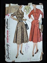Vintage Sewing Pattern Simplicity 3691 Dress Big Collar Full SKirt  1940S - $21.38
