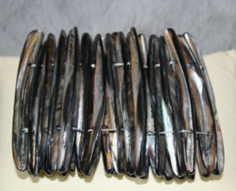 Vintage Double Drilled-Genuine Rainbow Abalone Shell Column Bar Stretch ... - $160.11 MXN