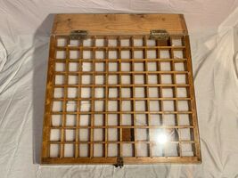 SOLID WOODEN SECTIONED ORGANIZED LOCKING PLEXIGLAS PULL DOWN DOOR DISPLA... - $187.91