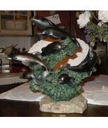 LIBERTY BRONZE COLLECTION Frolicking Pod of Dolphin Statue 13&quot; Tall Alab... - €47,61 EUR