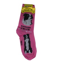 Border Collie Dog Womens Socks Foozys Size 9-11 Pink - £5.44 GBP