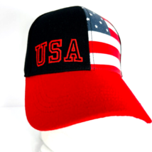 USA Baseball Hat Cap American Flag Embroidered Red White Blue Black Patriotic - £20.04 GBP