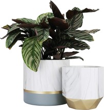 La Jolie Muse White Ceramic Flower Pot Garden Planters 6.7 + 5.4 Inch Indoor, - £33.96 GBP