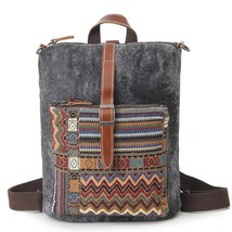 Vintage canvas backpack leisure man bag multifunctional large capacity solid zipper men thumb200