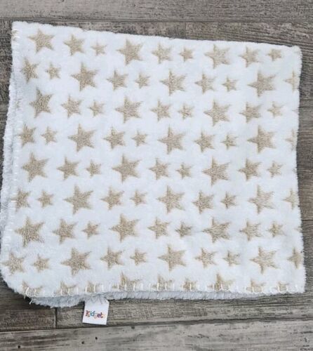 Kidgets Stars Baby Blanket White Brown Stars Super Soft Security Lovey 26x26 - £21.91 GBP