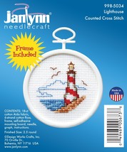 Janlynn Mini Counted Cross Stitch Kit 2.5&quot; Round Lighthouse  - £10.80 GBP