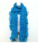 Layers By Lizden ~ Smocked Wrap With Ruffled Edge ~ Blue ~ Scarf ~ QVC - $28.06 CAD