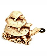 Three Turtle with Coin Statue Wealth Feng Shui Cure 3 Tortoise Health Pr... - $377.16 MXN