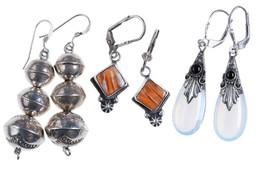 Vintage Sterling dangle earrings 3 pairs t - $109.15