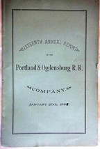 1885 Antique Portland &amp; Ogdensburg Rr 16th Annual Report History Names Financial - £33.02 GBP