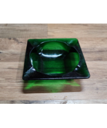 Vintage INDIANA GLASS Cigar Ashtray - Mid-Century Emerald Green Square  ... - $17.62 CAD