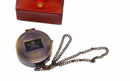 Antique Flat Pocket Compass with Pirates Image Engraved || (Antique Black Color) - £35.96 GBP