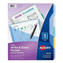 3 Packs Avery Write &amp; Erase 5 Multicolor Tabs Durable Plastic Dividers w/Pockets - £7.91 GBP