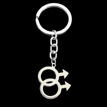 DOUBLE MALE SYMBOL KEYCHAIN Stainless Steel Metal Key Chain LGBT Gay Pri... - $8.14 CAD