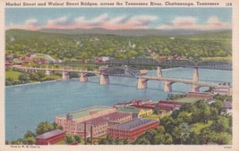 Chattanooga Tennessee TN Market Street Walnut Bridges River Postcard C51 - $2.99