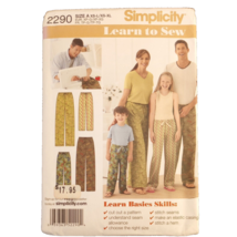Simplicity 2290 Pattern Child&#39;s Teens Adults&#39; Pants A XS-L XS-XL Learn to Sew UC - £3.27 GBP