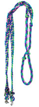 Horse Roping Knotted Tack Western Barrel Reins Nylon Braided Purple Pink 607486 - $17.81