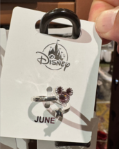 Disney Park Mickey Mouse Lt Amethyst June Faux Birthstone Ring Silver Color