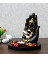 Lord Ganesha Golden Palm Handcrafted with Wooden Base Fragrance Petals T... - £29.21 GBP