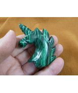 Y-UNIH-701) green Unicorn head rearing GEMSTONE carving figurine chess s... - €15,20 EUR