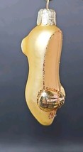 Vintage Czech Republic Golden Slipper Shoe Blown Glass Christmas Ornament - £17.77 GBP