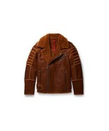 Original Goose Country Men&#39;s Sheepskin Shearling Moto Jacket - £368.66 GBP