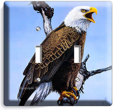 AMERICAN BALD EAGLE IN THE WILD LIGHT DOUBLE SWITCH WALL PLATES HOME ROO... - £8.71 GBP