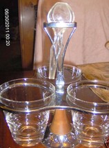 Vintage LAZY SUSAN 3 Glass Bowl Caddy Condiment Server Rotating Table stand - £48.48 GBP