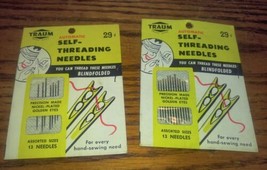 19 Vintage David Traum Company Self Threading Needles 29 Cent Packs Sewing - $16.99