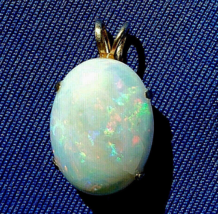 Earth mined Australian Opal Deco Design Pendant 14k Gold Charm - £1,736.18 GBP