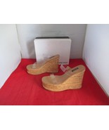 NINE WEST Women&#39;s Rapps Wedge Sandals $99 - US Size 10 - Light Natural -... - £21.35 GBP
