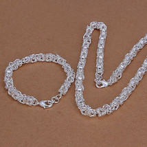 pretty 925 silver Fashion Beautiful women men chain Necklace Bracelet se... - £12.76 GBP