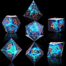 7-Die Dnd Dice Set, Handmade Sharp Edge Polyhedral Dice For Dungeons And... - £26.72 GBP