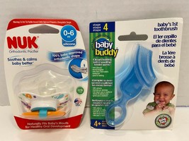 Nuk Latex Orthodontic Pacifiers Size 0-6 Mo &amp; Baby Buddy Babys 1st Tooth... - $8.42