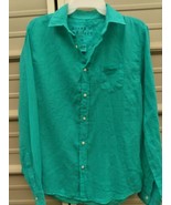 Frank and Eileen Size XSmall &quot;Luke&quot; Italian Cotton Coral Green Unisex Shirt - $58.41