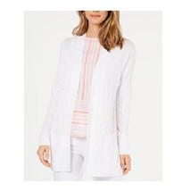 Charter Club Womens L Bright White Long Sleeve Woven Cardigan Sweater NWT BO54 - £23.11 GBP