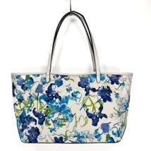 Brooks Brothers Floral Print Canvas and Leather Trim Tote Bag Sack Flaws Read - $66.73