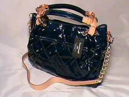CAVALCANTI genuine Italian patent leather purse shoulder bag blue quilted NWT - £152.37 GBP