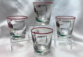4 Libbey MCM Pickwick Dickens Men in Tavern Glasses Whiskey Cocktail Tumblers - £23.70 GBP
