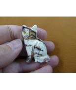 Y-CAT-53) white red KITTY CAT gemstone figurine love cats SOAPSTONE PERU... - £6.71 GBP