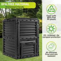 80 Gallon Garden Compost Bin Kitchen Food Waste Composter Bin Black Outdoor - £68.95 GBP