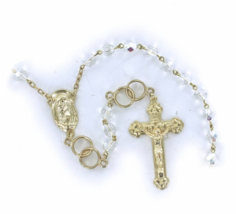 Crystal Glass Beads Wedding Rosary With Crucifix And Madonna Center Necklace - £31.85 GBP