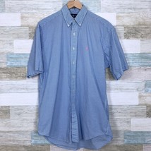 Ralph Lauren Blake Shirt Blue Gingham Check Short Sleeve Casual Mens Medium - £27.34 GBP